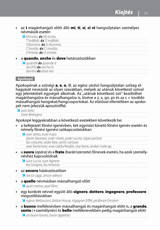 Olasz nyelvtani áttekintés 