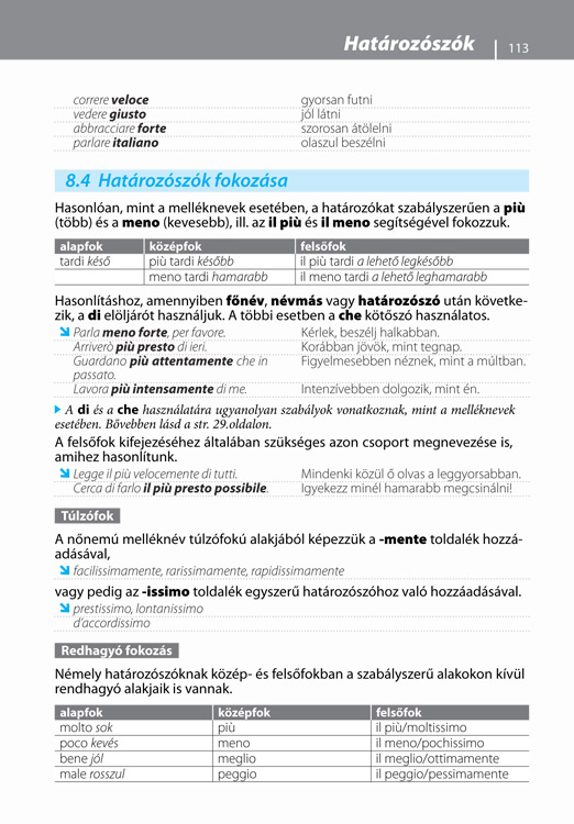 Olasz nyelvtani áttekintés 