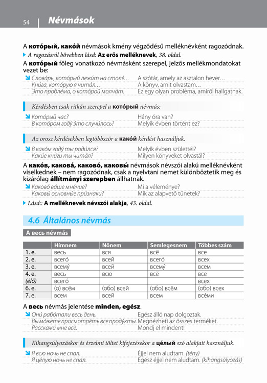 Orosz nyelvtani áttekintés