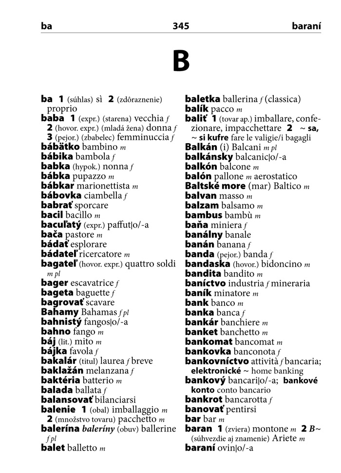 Taliančina slovníček
